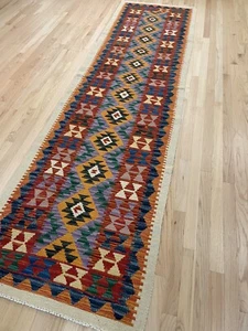 Colorful Style Veg dye HandMade Kilim Area Rug 2.8x9.8 RUNNER—WHOLESALE-AF5318 - Picture 1 of 6