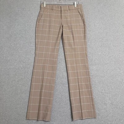 Banana Republic Pants Womens 0 Short Beige Logan Window Pane Plaid Wool Blend - Image 1 of 4