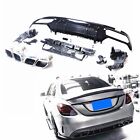 Rear Diffuser Exhaust Tips Silver Body Kit For Mercedes Benz W205 C Class 15-21