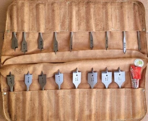 Irwin Speedbor 2000 Wood Boring 18 Piece Bit Set, Made in USA Aus Leather Roll. - Picture 1 of 6