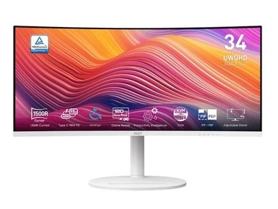 4711377151948 Monitor Modern MD342CQPW 34 inch/LED/UWQHD/Curve/120Hz/Blackk MSI - Image 1 of 4