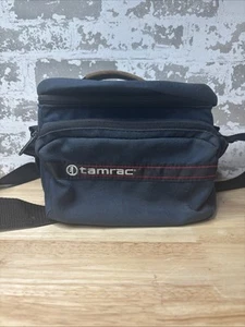 Vintage Tamrac Camera Bag Case Navy Blue Canvas + Suede USA Made 6x7 - Picture 1 of 6