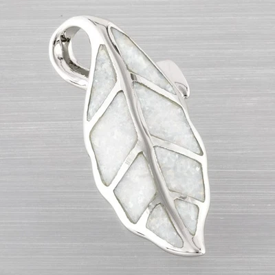 Nature Leaf White Fire Opal Silver Jewelry Necklace Pendant - Image 1 of 4