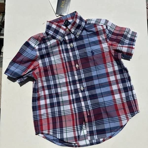 Polo Ralph Lauren Toddler Boys 2T Short Sleeve Plaid Button-Down Shirt Pony - Picture 1 of 5