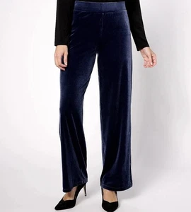 Pantalones Susan Graver Tejidos Terciopelo Pierna Ancha Azul Marino Talla S Usados en Excelente Condición - Imagen 1 de 4