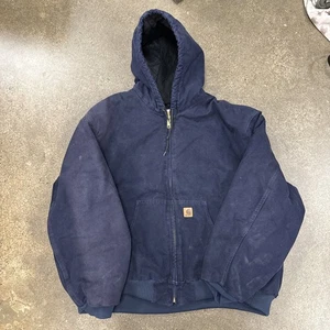 J130 MDT Blue Carhartt Heavy Jacket Full Zip Hooded 5XL GOOD FADE - Picture 1 of 11
