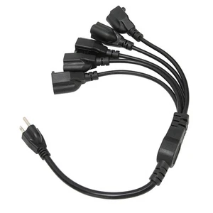 3 Prong 1 To 5 Outlet Power Cord Heavy Duty 16AWG 18AWG 5 Way Power Cord Spli FY - Afbeelding 1 van 22