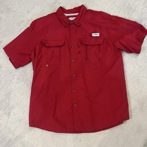 Magellan Outdoors Men's XL Red Fishing Shirt Short Sleeve Button Up Vented - Picture 1 of 7