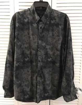 Camisa de vestir Guess para hombre ajustada con botones talla M diseños negros/grises Foto 1 de 3