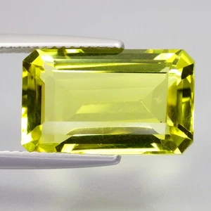 8.90 Ct Superior (16 x 9 mm) 100% Natural Rectangle Cut Green Gold Lemon Quartz - Picture 1 of 7