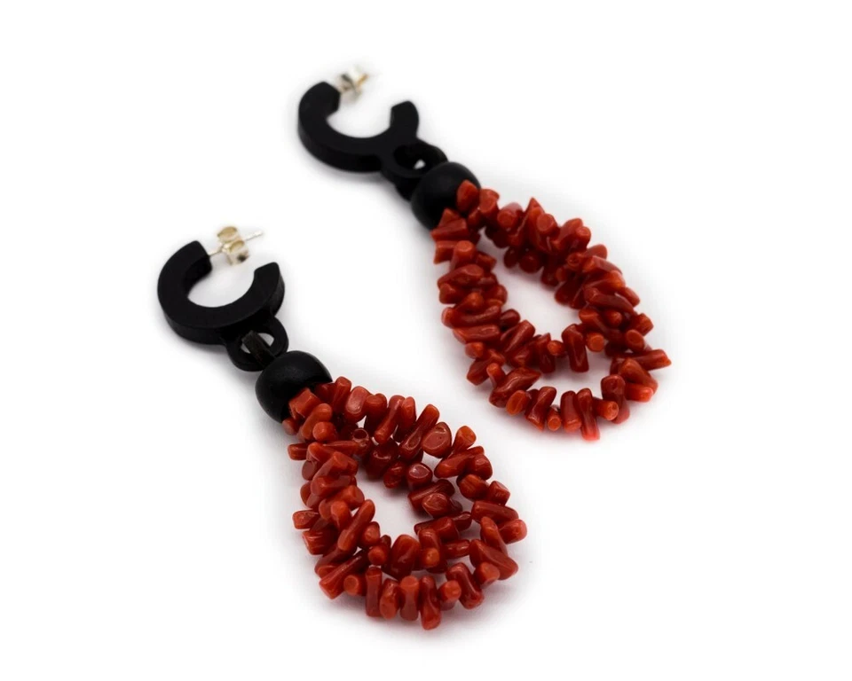 Orecchini cupolinisu corallo rosso DEL MEDITERRANEO - Immagine 1 di 1