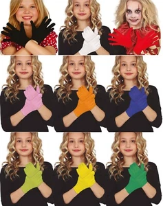 Kids Childrens Boys Girls Coloured Gloves Fancy Dress Party Prom Costume - Picture 1 of 10