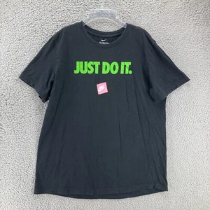 Nike Just Do It Tee Uomo L Logo Grafica La Nike T-Shirt Nero Verde Spellout - Foto 1 di 6