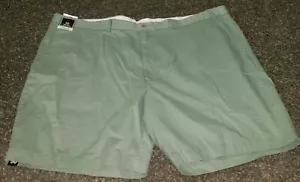 NWT Big Mans Casual Mens Shorts Pale Green Flat Front 100% Cotton 50 W 9" Inseam - Picture 1 of 8