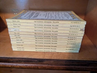 Lot 12 The National Geographic Magazine 1925 FULL Year NEAR MINT Map ADS Cars - Image 1 of 4