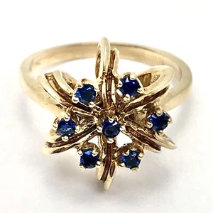 Vintage 10k Solid Yellow Gold 7 Topaz Gems .21 ctw Ring Size 6.5, 4 Grams - Picture 1 of 11