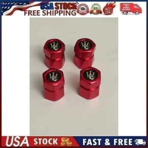 4PCS Metal Car Tire Valve Caps Valve Stem Cover Compatible with Maserati Red S2 - Picture 1 of 10
