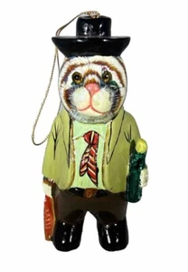 De colección Hecho a Mano Madera Composición Gato En Ropa Adorno Figura Botella Pez 6 pulgadas - Imagen 1 de 10