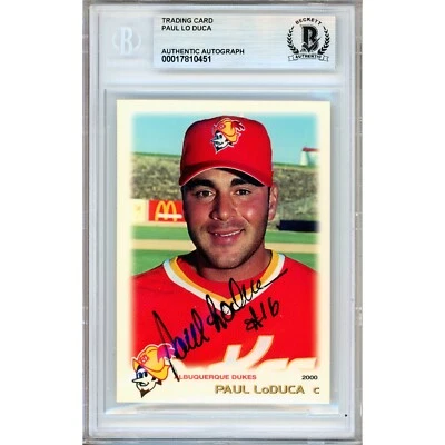 Tribuna firmada por Paul Lo Duca 2000 BAS losa Dodgers Albuquerque Dukes automática Foto 1 de 4