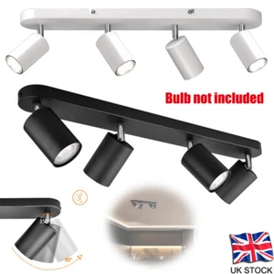 4 Way Ceiling Spot Light Fitting LED GU10 Adjustable Kitchen Spotlight Bar UK - Picture 1 of 17