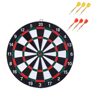 Profi Dartscheibe Sisal Dartboard Bristle Board 6 Steeldart Pfeile Flights Set - Bild 1 von 11