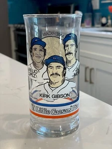 1984 little Caesars pizza Detroit Tigers glass Gibson Morris Lopez Vintage Tall - Picture 1 of 2
