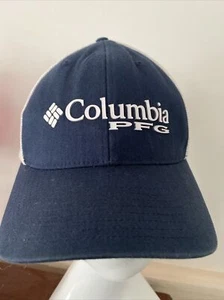 Columbia PFG Flexfit Mütze Performance Angelausrüstung blau weiß Mesh Trucker Cap - Bild 1 von 6