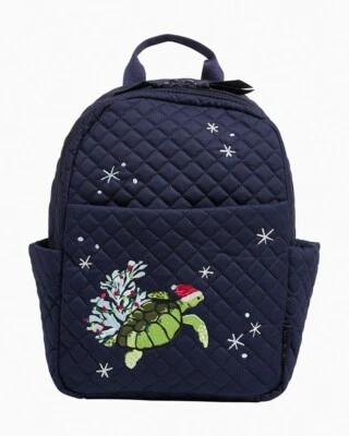 VERA BRADLEY Small Backpack Bag Santa Hat Sea Turtle Christmas/Holiday NWT Navy - Image 1 of 4