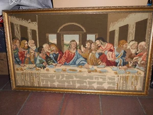 Gobelinbild Heiliges Abendmahl 95 x 58 cm, gerahmt, Holzrahmen - Bild 1 von 1