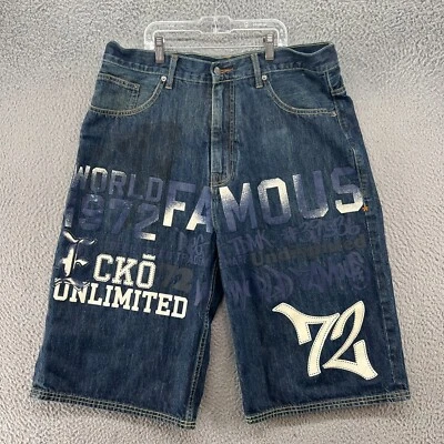 Pantalones Cortos de Jean Ecko Unltd De Colección 36 Calce Suelto Denim Y2K Patinador Pierna Ancha Ropa de Calle Foto 1 de 4