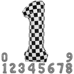 TONIFUL 40 Inch Checkered Number 1 Balloon 1st Race Car Birthday Party Suppli... - Picture 1 of 5