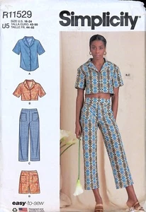 Simplicity Schnittmuster R11529 bauchfreies Oberteil Caprihose Shorts Damengröße 16-24 - Bild 1 von 4