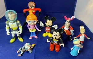 Disney Mixed lot of 9 PVC Figures Mickey Mouse Captain Hook Incredibles - Picture 1 of 6