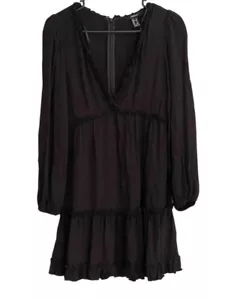 Forever 21  BabyDoll Mini Dress Medium Black Tiered Ruffle - Picture 1 of 7