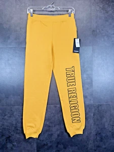 NWT True Religion Youths Sweatpants Logo Print Honey Mustard Size M - Picture 1 of 22