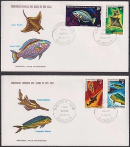 AFARS Y ISSAS: N°372/374+PA.N°66 Sobre 2 FDC Del 1/7/1971, Peces - Imagen 1 de 1