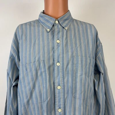 Vintage 90s Chaps Ralph Lauren Striped Button Down Shirt Mens Size 17 1/2 34-35 - Image 1 of 4