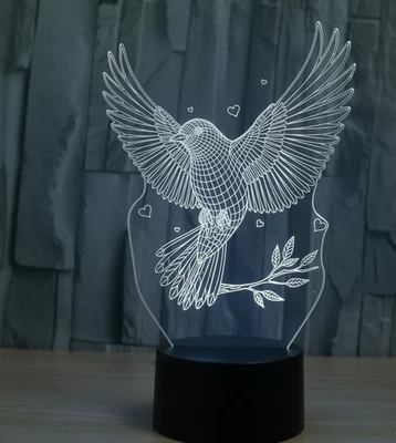3D LED Bird Lamp  Acrylic Optical Illusion Night Light for Bedroom - Image 1 of 4