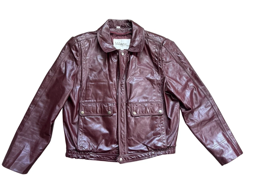 Vtg Wilson’s Suede And Leather Burgundy Jacket Boxy Sz 42 - Image 1 of 4