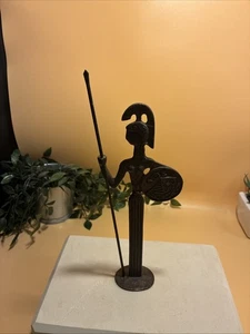 Etruscan Athena Greek Art Brass Bronze Metal Warrior Statue Figure Vintage Antiq - Picture 1 of 11