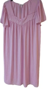 NWT Miss Elaine Essentials nightgown Lg Pink Floral Embroidery Short Cap Sleeve - Picture 1 of 7