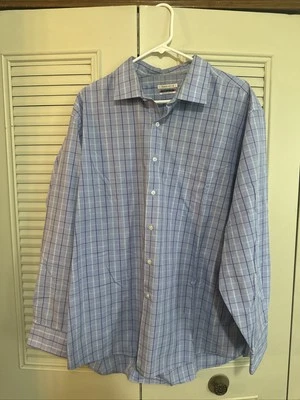 Van Heusen Shirt Mens 18.5 34/35 Blue Stripe Long Sleeve Dress Shirt - Image 1 of 4