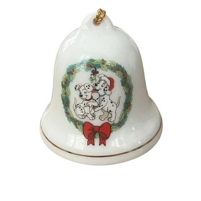 Grolier Disney 101 Dálmatas Navidad Porcelana Campana Adorno 1993 Foto 1 de 4