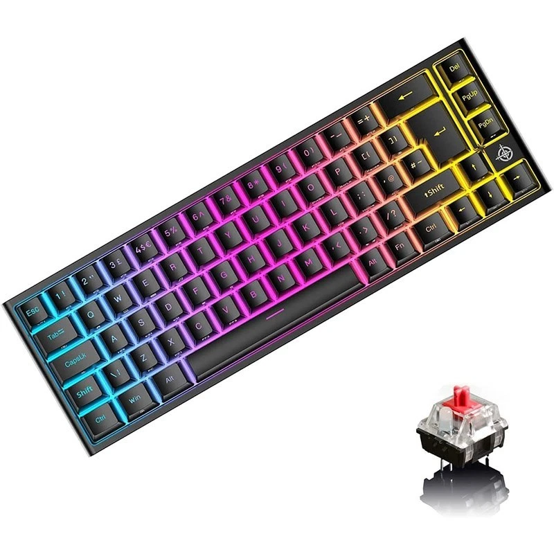 MK26 Wried 60% Mechanical Gaming Keyboard, RGB Backlit Ultra-Compact TKL - image 1 of 1
