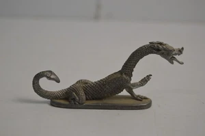 Vintage Zinn Drache erhabenes Bein Sammlerstück Fantasy Reptil Zunge heraus Fee - Bild 1 von 10