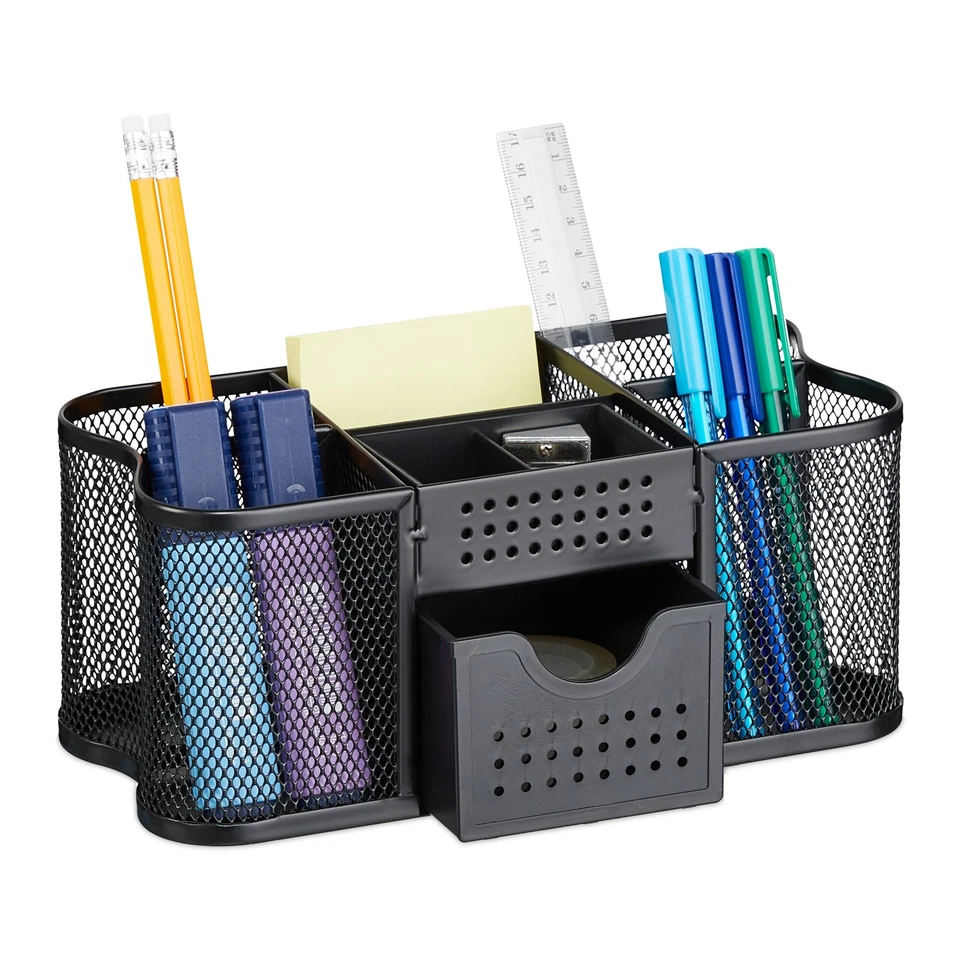 Schreibtisch organizer Stiftebox mit Schublade 7 Fächer Metall Tisch Organizer - Bild 1 von 1