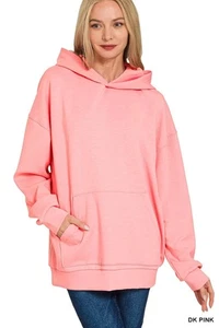 Sudadera con capucha túnica de bolsillo Kanga de gran tamaño Zenana en rosa - Imagen 1 de 4