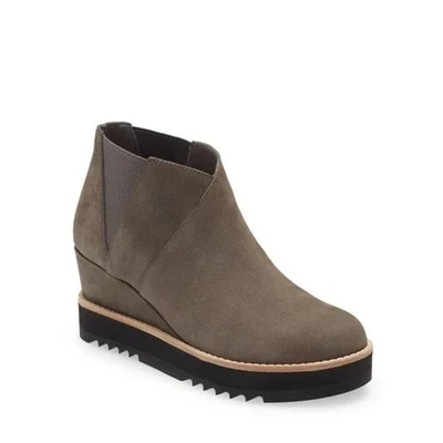 Bota Chelsea EILEEN FISHER Caddy Nubuck NUEVA $250 Grafito Tacón de Cuña Talla 8.5 Foto 1 de 4