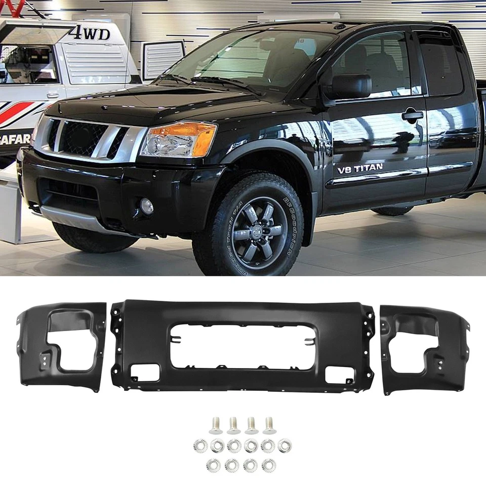 Black Steel Front Bumper Face Bar For 2004-2015 Nissan Titan w/Fog Light Holes Foto 1 de 4