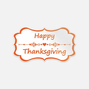 Vintage Floral Happy Thanksgiving Badge Heart Vinyl Sticker Decal - Picture 1 of 1